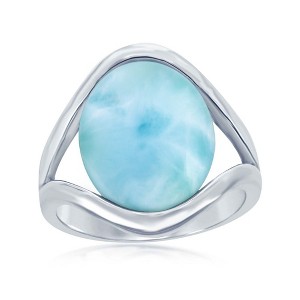 Caribbean Treasures Sterling Silver, Oval Larimar Ring - Available Sizes:  9 ,  8 ,  7 ,  6 - 1 of 3