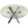 HomeRoots 54" Clear and Silver Glass and Metal Cross Leg Base Round Top Dining Table - 4 of 4