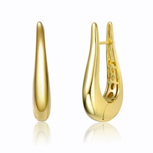 Guili Oblong Oval Raindrop Hoop Earrings in 14k Gold Plating, A Minimalist & Modern Jewelry Piece Perfect for Any Outfit or Occasion - 1 of 3