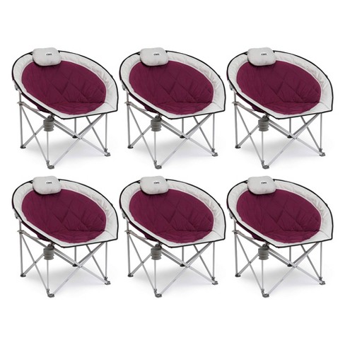 Core Oversized Padded Round Saucer Moon Folding Chair W headrest