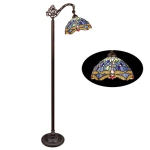 HomeStock SUNNIVA Dragonfly-Style 1-Light Dark Bronze Finish Reading Floor Lamp 11" Shade - 1 of 4