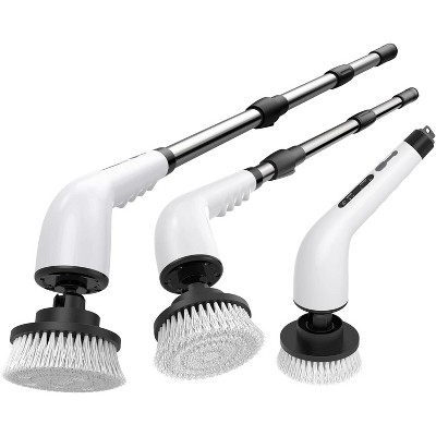 Attop Spin Scrubber Bathroom - Adjustable Handle Cordless Shower Scrubber, 2 Speeds, Bathroom Scrubber with 8 Replaceable Brush Heads