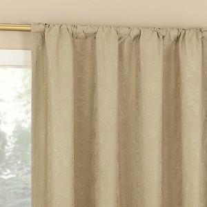 1pc 50"x63" Sun Zero Bronte Floral Jacquard 100% Blackout Rod Pocket Curtain Panel Taupe - 1 of 4