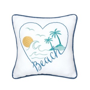 C&F Home 10" x 10" Beach Heart  Small Petite  Size Accent Throw Pillow - 1 of 4