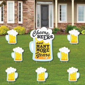 Big Dot of Happiness Funny Prank Cheers, Beers, and Many More Years - Yard Sign and Outdoor Lawn Decorations - Birthday Yard Signs - Set of 8 - 1 of 4