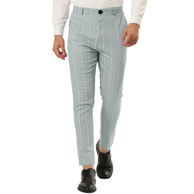 Lars Amadeus Men's Stripe Slim Fit Flat Front Business Suit Pencil Pants
