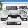 LayinSun 11-Piece Large Outdoor Modular L-Shaped Sectional Set with Propane Fire Pit Table - 2 of 4