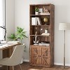 71.4" Farmhouse Bookcase with Doors - 6-Shelf Industrial Storage Unit, 11.8" Deep Wood Display Shelves for Living Room, Bedroom, Office - 2 of 4
