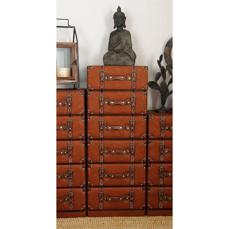 Traditional Faux Leather 6 Drawer Chest Camel Brown - Olivia &#38; May, 3 of 21