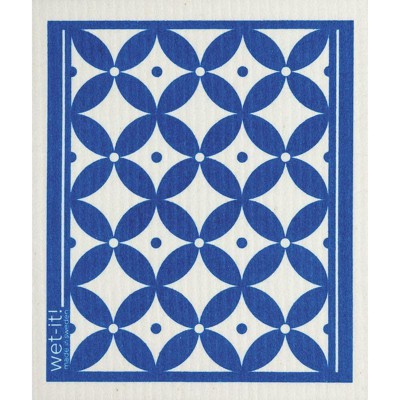 Wet It Dishcloth, Classic Blue And White; Clsb