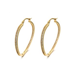 14K Gold And Sterling Silver Twisted Hoop Earrings With Crystal - 1 of 4