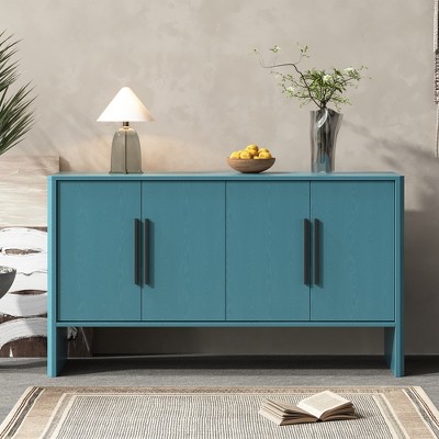 Whisen 4-Door Large Storage Retro Sideboard with Adjustable Shelves and Long Handles