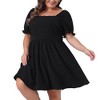 Agnes Orinda Women's Plus Size Puff Short Sleeve Square Neck Casual A-Line Mini Dress - 2 of 4