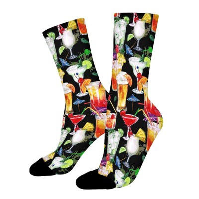 Liquor Cocktail Women Printed Crew Socks Funny Funky Socks Soft Polyester Novelty Gifts for Artists Men