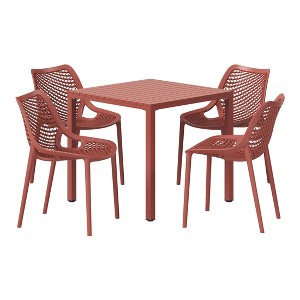 WestinTrends Playa 5-Piece Outdoor Patio Metal Frame Dining Table Set with Stackable Patio Dining Chairs - 1 of 4