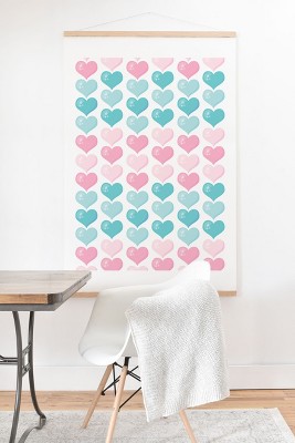 Avenie Pink and Blue Hearts 8" x 10" Art Print and Hanger - Society6