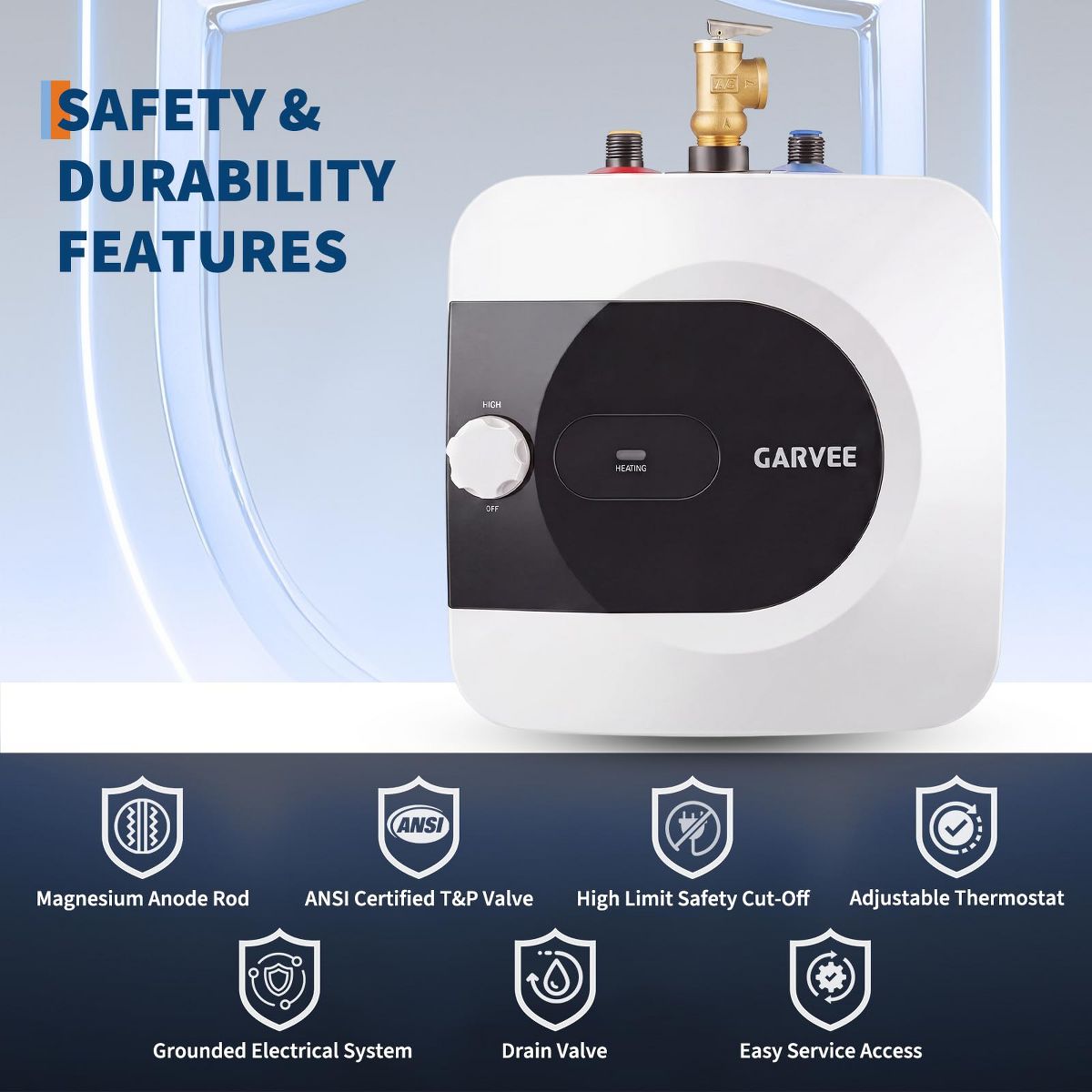 2.6 Gallon Mini Tank Water Heater Electric Under Sink Hot Water Heater Continuous Hot Water for Kitchen Bathroom RV & Small Home - thumbnail 3