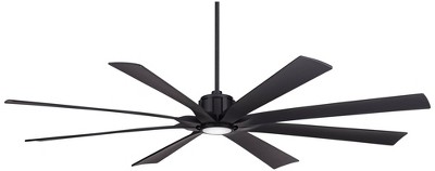 80" Possini Euro Design Defender Modern Indoor Outdoor Ceiling Fan with Dimmable LED Light Remote Control Matte Black Damp Rated for Patio Exterior