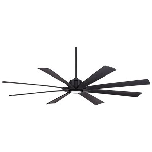 80" Possini Euro Design Defender Modern Indoor Outdoor Ceiling Fan with Dimmable LED Light Remote Control Matte Black Damp Rated for Patio Exterior - 1 of 4