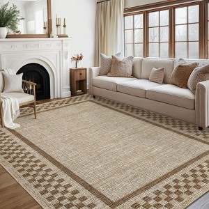 Modern Border Machine Washable Stain Resistant Rug for Living Room Bedroom - 1 of 4