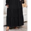 Plus Size Women's Long Sleeve Maxi Dress with Bell Sleeves Double Layer Hem Fall Casual Swing Dress with Pockets - 4 of 4