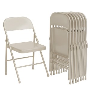 All-Steel Folding Chairs with Backrest, Heavy Duty Metal Foldable Dining Chair Set, Hold Up to 350 LBS, Portable Chair for Indoor & Outdoor Events - 1 of 4