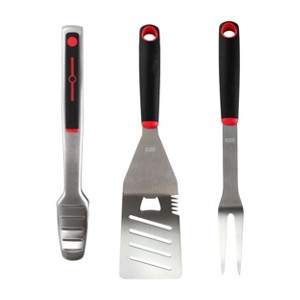 Gibson Home Huckleberry 3 Piece Stainless Steel BBQ Tool Set in Black and Red - 1 of 4