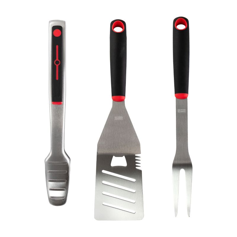 Gibson Home Huckleberry 3 Piece Stainless Steel BBQ Tool Set in Black and Red, 1 of 11