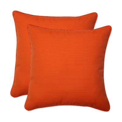 18.5"x18.5" Fresco 2pc Square Outdoor Throw Pillows Orange - Pillow Perfect: Weather-Resistant, Fade-Resistant, Indoor Use