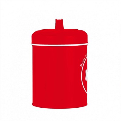Red Metal Dog Food Canister with White Accents, 64 oz
