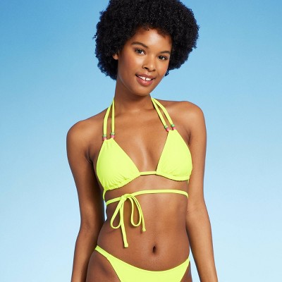 Women's Beaded Wrap Triangle Bikini Top - Wild Fable™ Yellow S : Target