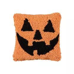 C&F Home 8" x 8" Jack-O-Lantern Petite Hooked Halloween Throw Pillow