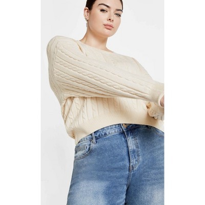 Women's Plus Size Kenia Sweater - cream | CITY CHIC