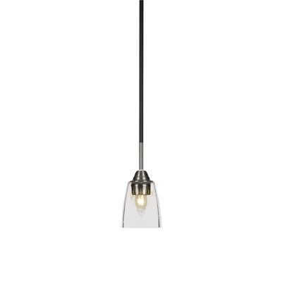 Toltec Lighting Paramount 1 - Light Pendant in  Matte Black/Brushed Nickel with 4.5" Square Clear Bubble Shade