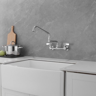 Polished Chrome 18" Wall-Mount Commercial Kitchen Faucet