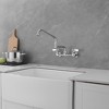 BWE Double Handles Wall Mount Modern Standard Kitchen Faucet With 8 Inch Swivel Spout 8" Center - 2 of 4