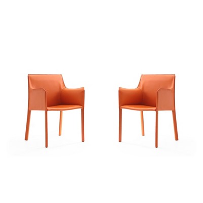Paris Coral Saddle Leather Upholstered Metal Armchair