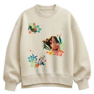 Women's Moana Icons Oversized Fleece Crew Sweatshirt - Cream