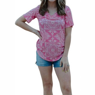 Women's Rodeo Bandit V Neck Top - Sterling Kreek