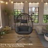 ALAULM Egg Swing Chair Indoor Outdoor Patio Wicker Rattan Hanging Egg Chair with Stand, Hammock Swing with Cushioned Headrest, 350LB Capacity - 2 of 4