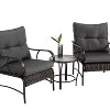 ELJGET 3-Piece Patio Furniture Set PE Wicker Conversation Bistro Set with Tempered Glass Table - 2 of 4