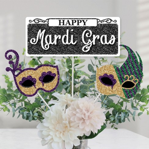 Big Dot Of Happiness Mardi Gras - Masquerade Party Decor And Confetti -  Terrific Table Centerpiece Kit - Set Of 30 : Target