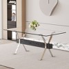 NicBex 71 Inch Rectangle Dining Table with Tempered Glass Tabletop and MDF Crossbars for 6 to 8,Living Meeting Room,Gold/Silver - 2 of 4