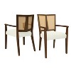 KWPZQEB Rattan Dining Chair With Arms, Farmhouse Side Chair with Upholstered, Kitchen Chairs with Vintage Rattan Backrest, Side Chair for Dining Room - 4 of 4
