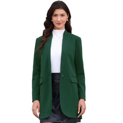 INSPIRE CHIC Women's Notched Stand Collar Long Sleeve One Buttoned Mid-Length Winter Coat Outerwear