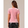 Allegra K Women's Baisc V Neck Velvet Short Sleeve T-Shirt - 3 of 4