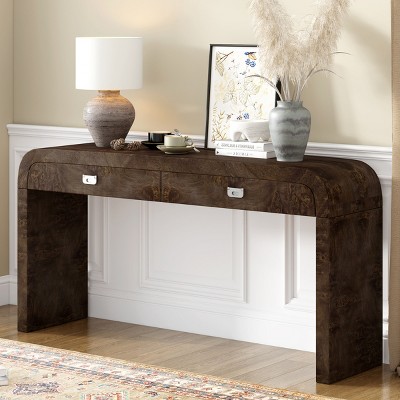 60'' Modern Entryway Console Table with 2 Drawers,Sturdy Sofa Table with Rounded Edges for Hallway or Living Room-Baofuwish