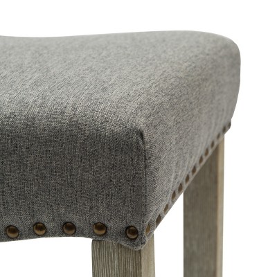 Modern Farmhouse 24" Gray Upholstered Wood Saddle Barstool
