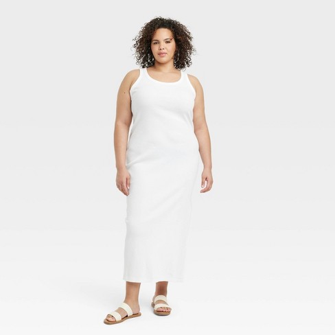 Women's Rib-knit Maxi Bodycon Dress - Universal Thread™ White 2x : Target