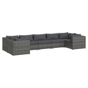 vidaXL Garden Lounge Set Grey PE rattan 7 Piece Modular - 1 of 4